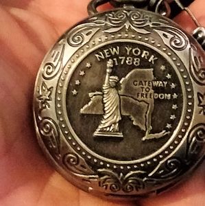 Vintage Metal Pocket Watch, New York, Clock, Time, Style